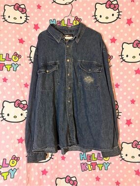Oversized Distressed Harley Davidson Jean Shirt